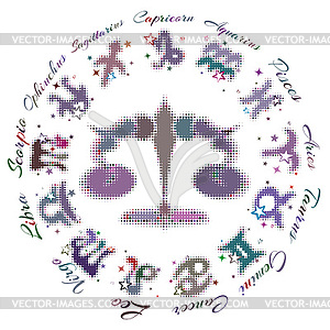 Zodiac sign Libra 13 characters - vector clipart