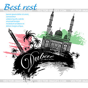 Travel Dubai grunge style - vector image