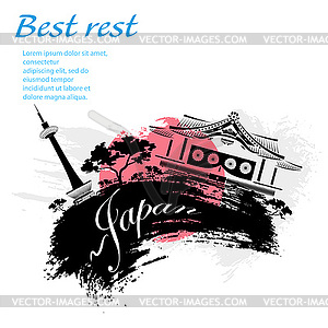 Japan travel grunge style - stock vector clipart