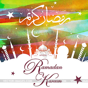 Ramadan Kareem with Arabic calligraphy - vector clip art