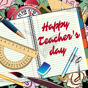 Happy teachers day greeting card - vector image