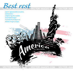 America travel grunge style - vector image