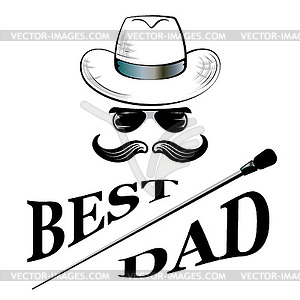 Fathers day, postcard in retro style - vector image