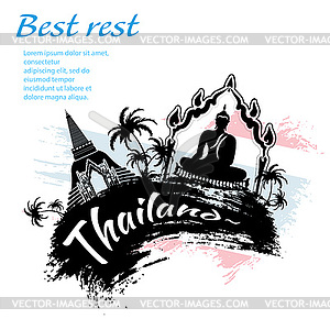 Travel Thailand grunge style - vector image