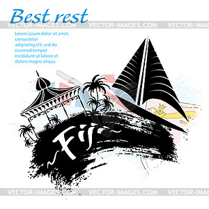 Путешествие Фиджи гранж стиль - векторное изображение EPS