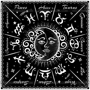 Zodiac signs, horoscope - vector clip art