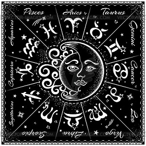 Zodiac signs, horoscope - vector clipart