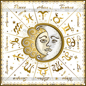 Zodiac signs, horoscope - vector image