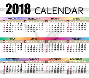 Календарь 2018. шаблон - векторизованное изображение