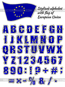 Стилизованный европейский алфавит - клипарт в формате EPS