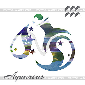 Zodiac sign Aquarius - vector clipart