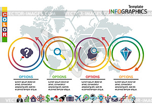 Infographic template. set elements with world map i - vector image