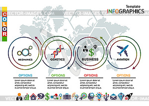 Infographic template. set elements with world map i - vector clipart