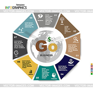 Геометрический инфографический шаблон для 8 шагов - векторная графика