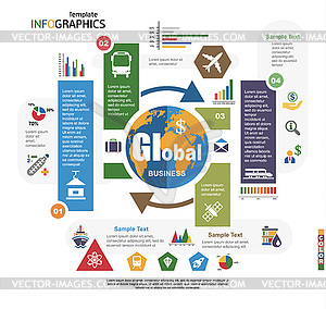 Современный шаблон инфографики, глобальный бизнес - графика в векторном формате