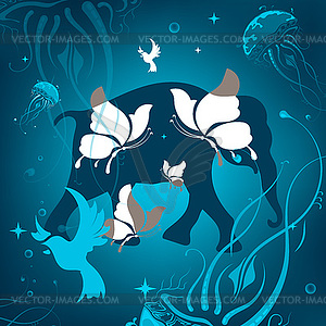 Background with animals abstraction - vector image