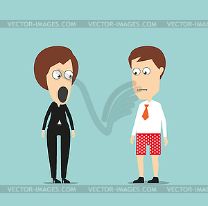 Bankrupt businessman standing with no pants - vector image