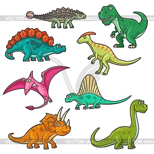 Colorful cartoon dinosaur mascots - vector clipart