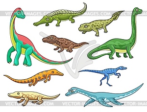 Dinosaur or dino monster, reptile animal icons - vector clip art