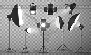 Photo studio light equipment realistic - vector image