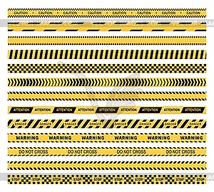 Yellow caution tapes and warning lines - vector clip art