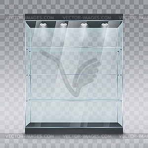 Glass showcase display cabinet mockup - vector clipart
