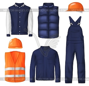 Work wear and sports clothes for men - vector clip art