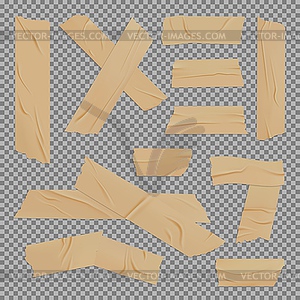 Brown adhesive duct tape realistic mockup - vector clipart