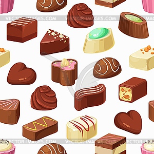 Candies seamless pattern of chocolate and truffle - vector image