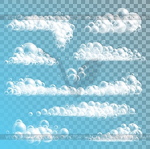 Реалистичные мыльные пузыри на прозрачном фоне - изображение в векторе / векторный клипарт
