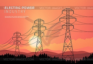 Энергетика, ЛЭП - векторное графическое изображение