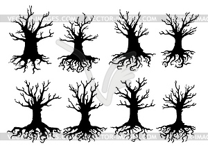 Dead tree silhouettes, ecology, Halloween - vector image