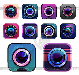 Photo and video camera icons, digital signs - vector clipart