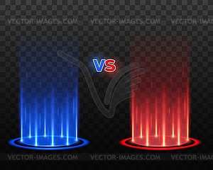 Versus or VS glowing podiums, sport or game battle - vector EPS clipart