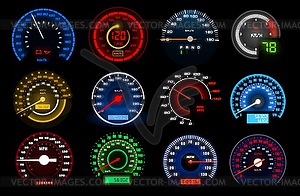 Speedometers, speed indicators, dashboard - vector clipart