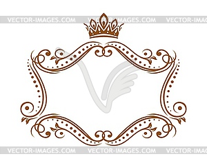 Royal medieval frame with crown, border - vector clip art