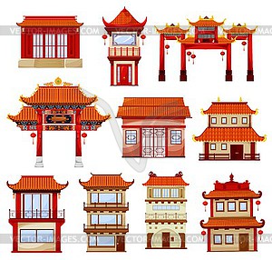 Китайские здания, храмы архитектура китай город - изображение в векторном виде
