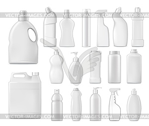 Household chemicals bottles, detergents set - vector EPS clipart