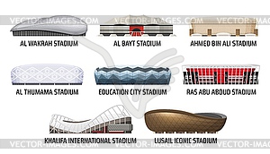 Stadium and sport arena building icons - vector image