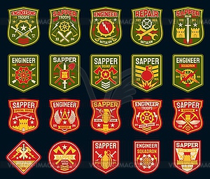 Sapper or combat engineer military patches, badges - vector EPS clipart