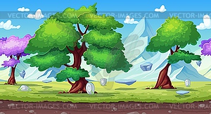 Game seamless background with fantasy landscape - vector clipart