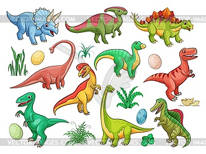 Dinosaur cartoon characters and baby dino animals - vector EPS clipart