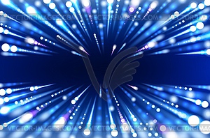 Hyperspace abstract background of blue neon lights - vector clipart