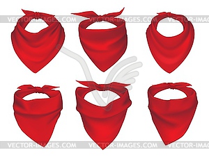 Red neck scarves, bandanas and neckerchiefs - vector image