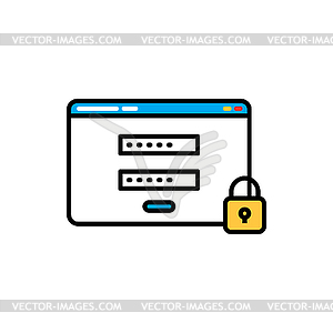Профиль пользователя с паролем и безопасностью данных для входа - векторный эскиз