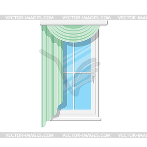 Drapery curtains windows venetian shades - vector clipart