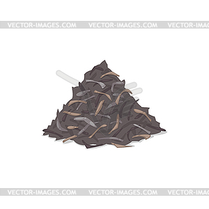 Dried black or green tea leaves in pile - vector image