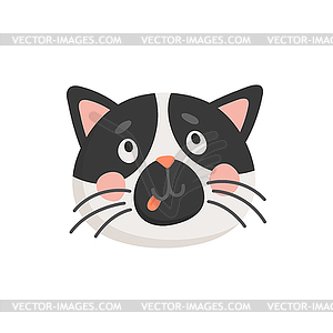 Surprised curious cat head kitten face - vector image