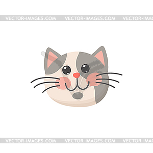 Grey curious cat head kitten face snout - vector clipart