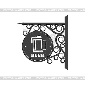 Retro forged signboard of beer pub tavern - vector clipart